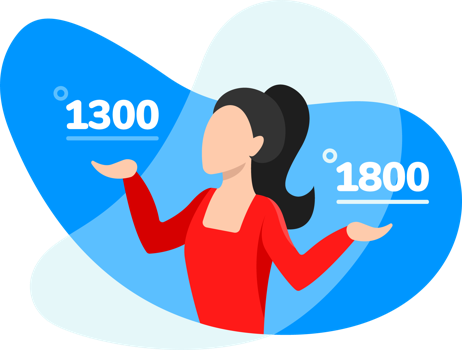 businesswoman choosing between a 1300 number and a 1800 number